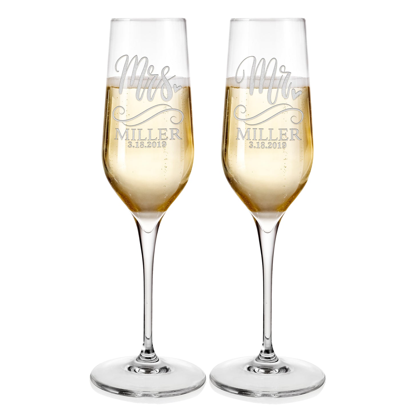 Champagne Flutes For Wedding Laser engraved Design 3