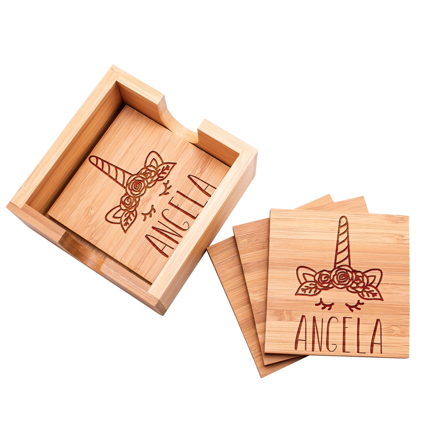 Wood Coaster D8 Set of 4