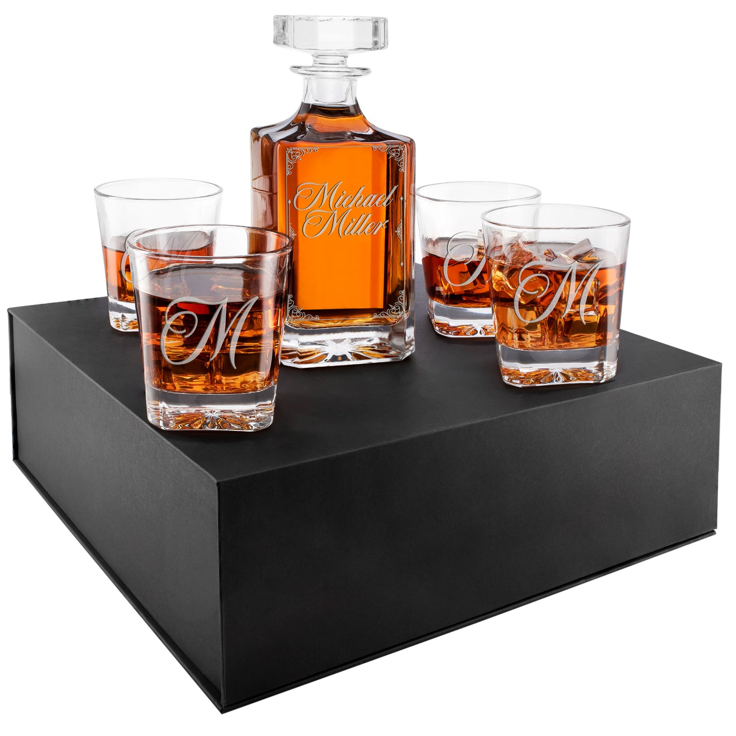 Whiskey Decanter and 4 Glasses Set Design 5