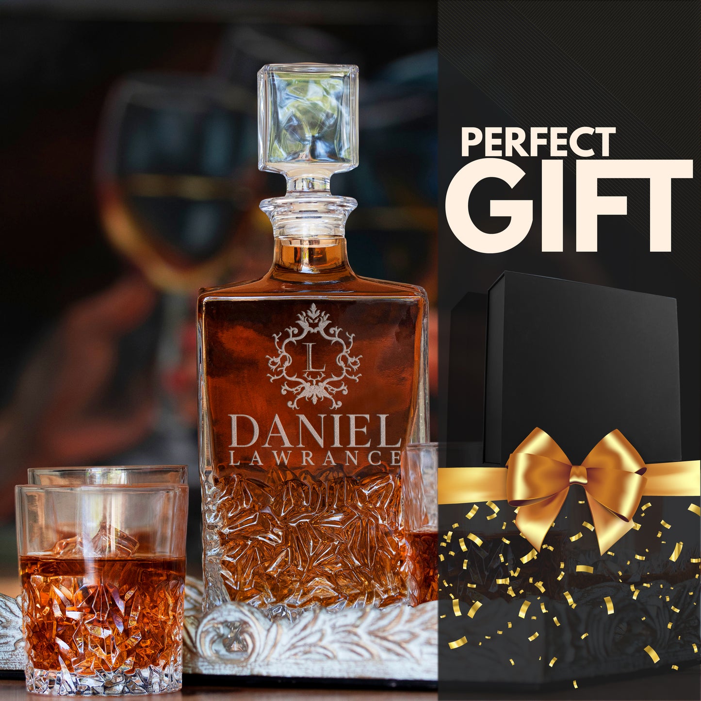 Whiskey Decanter and 4 Glasses Set Design 6