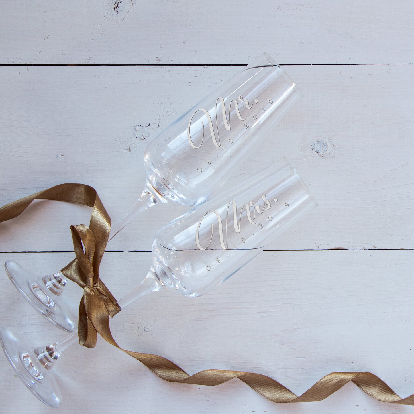 Champagne Flutes For Wedding Laser engraved Design 2