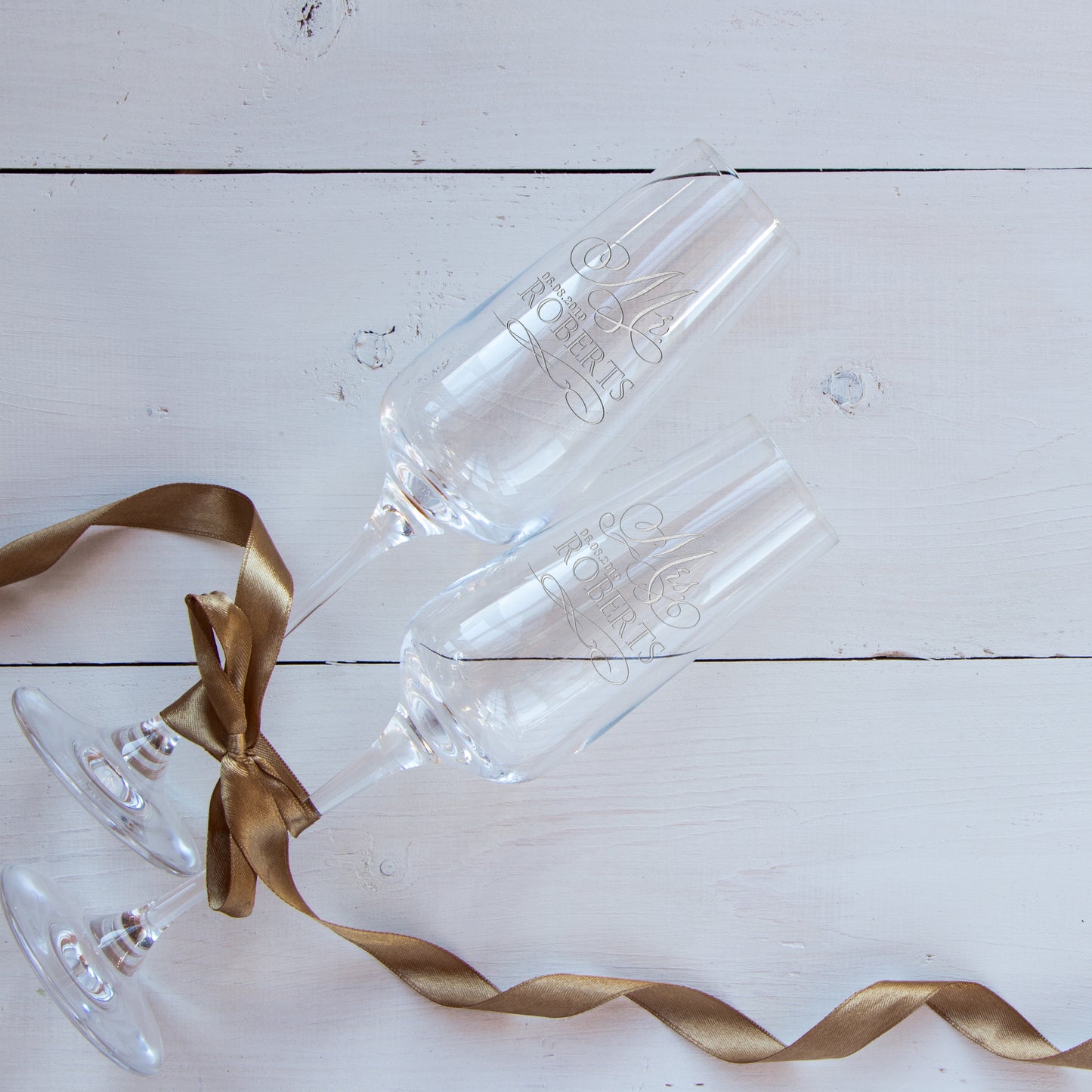 Champagne Flutes For Wedding Laser engraved Design 5