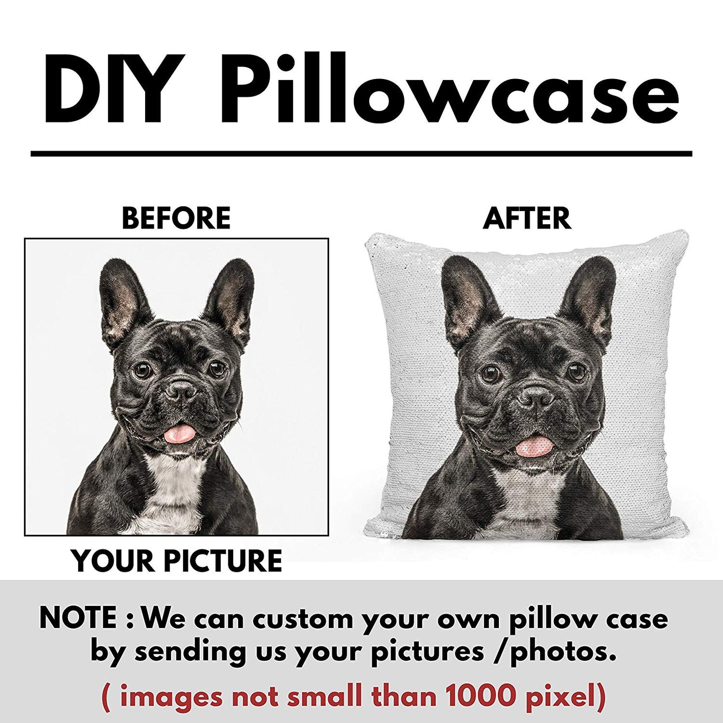 Pillow Case Photo Sequin Silver