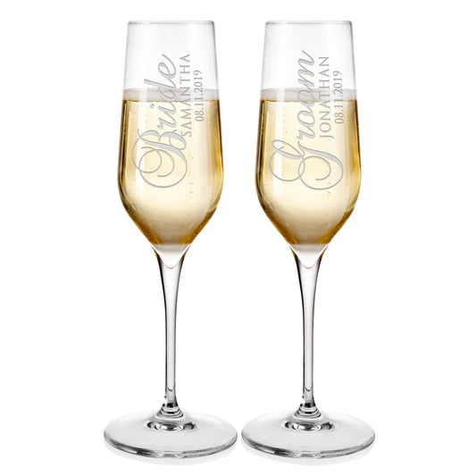 Champagne Flutes For Wedding Laser engraved  Design 1