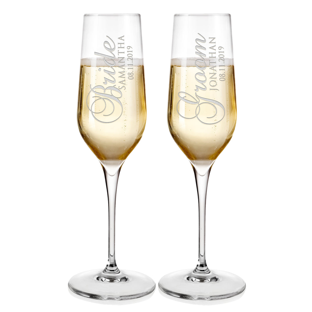 Champagne Flutes For Wedding Laser engraved  Design 1