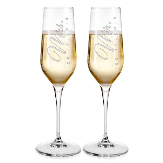 Champagne Flutes For Wedding Laser engraved  Design 2