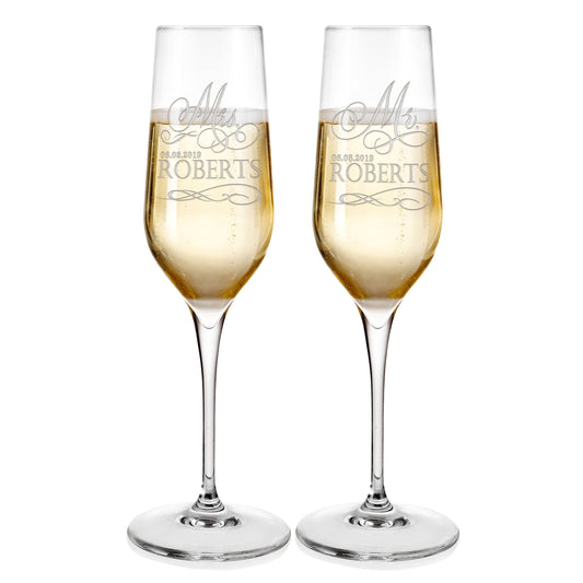 Champagne Flutes For Wedding Laser engraved  Design 5