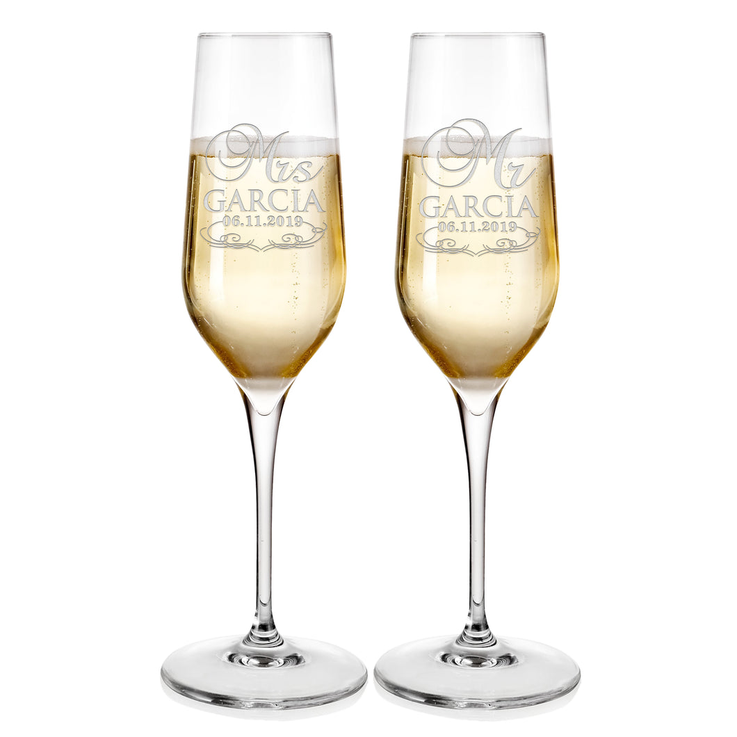 Champagne Flutes For Wedding Laser engraved  Design 7
