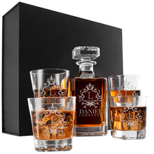 Load image into Gallery viewer, Whiskey Decanter and 4 Glasses  Set Design 1