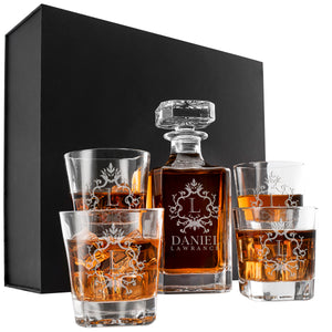 Whiskey Decanter and 4 Glasses  Set Design 1