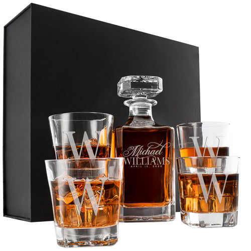 Whiskey Decanter and 4 Glasses  Set Design 2