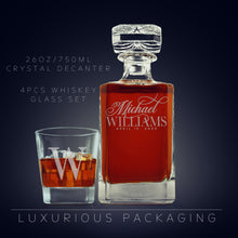 Load image into Gallery viewer, Whiskey Decanter and 4 Glasses  Set Design 2