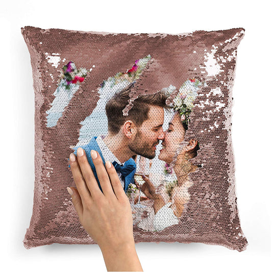 Pillow Case Photo Sequin Rose Gold