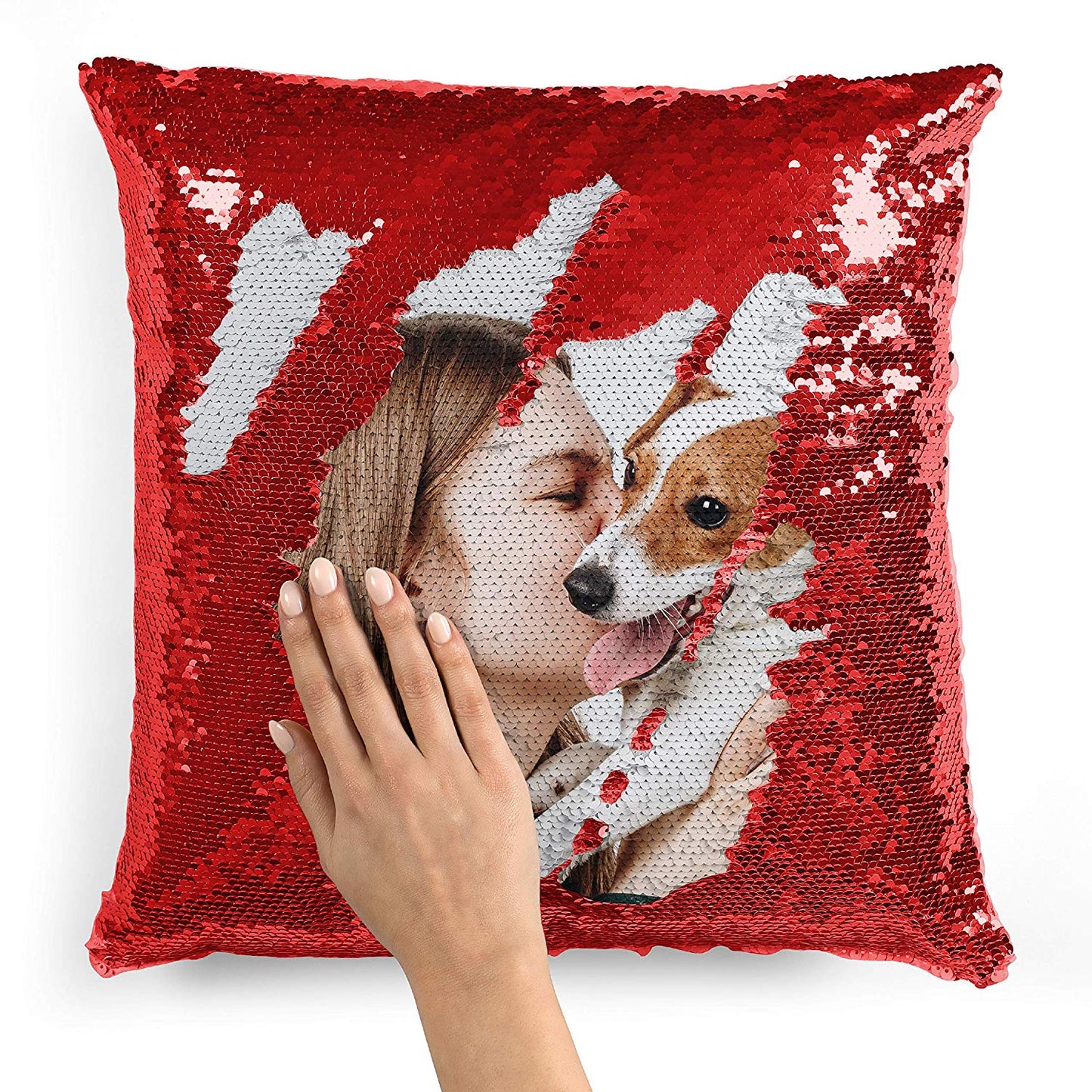 Pillow Case Photo Sequin Red