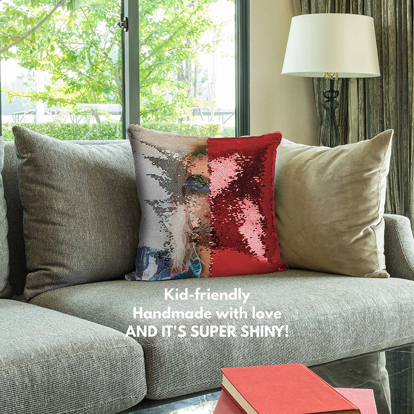 Pillow Case Photo Sequin Red