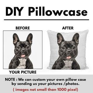 Pillow Case Photo Sequin Light Blue