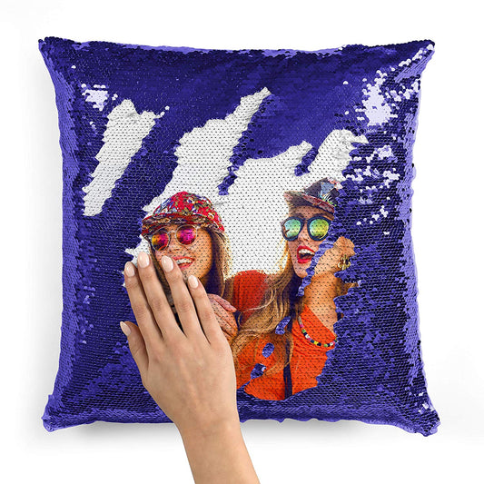 Pillow Case Photo Sequin Royal Blue